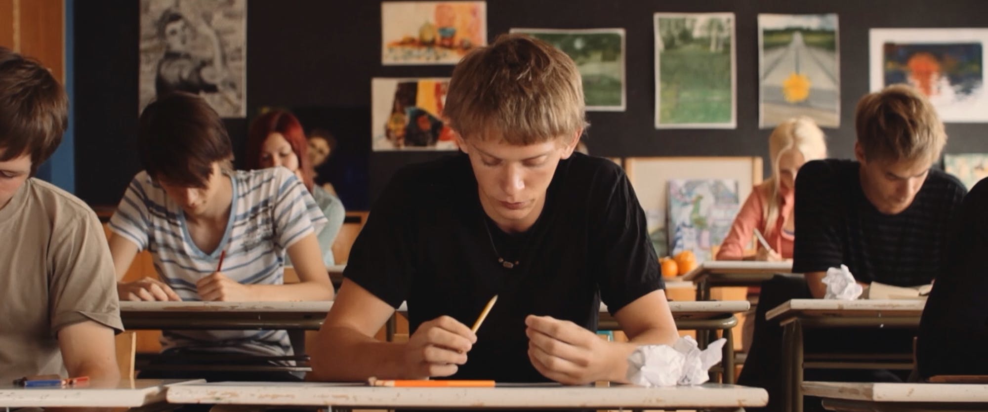 a young man in school